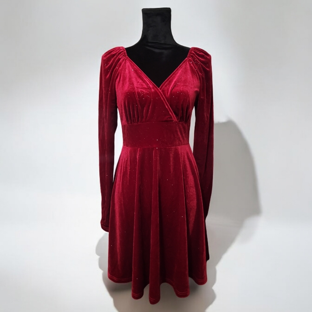 Elegant Red Velvet Dress